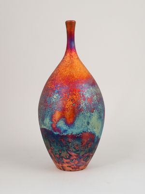 Raku Fired Copper Matt Bottle