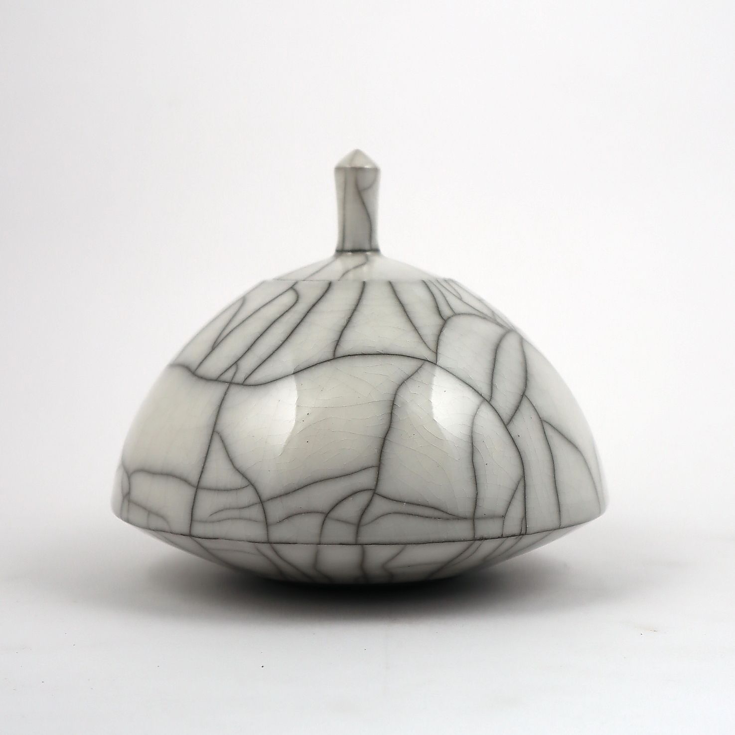 Small Raku White Domed Pot Urn