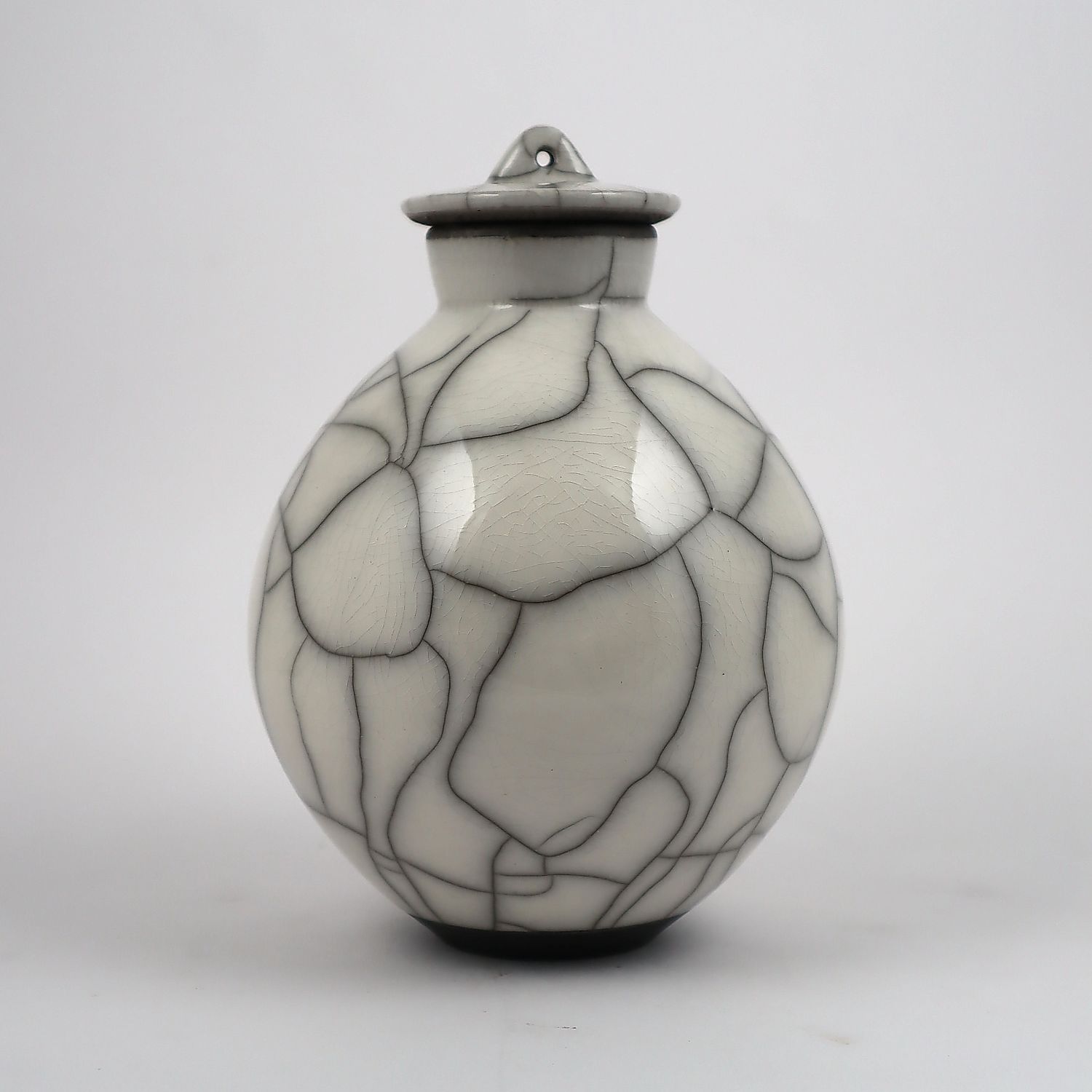 Small Raku White Lidded Pot Urn