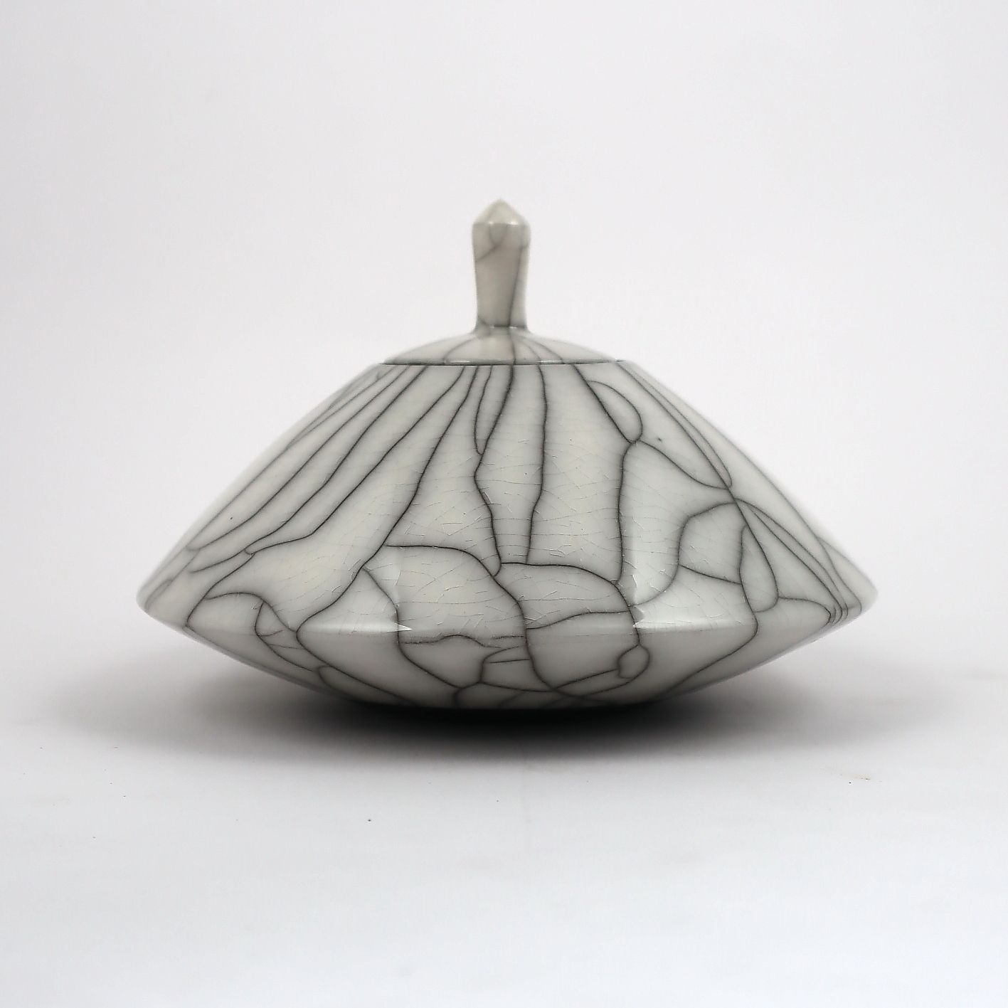 Small Raku White Lidded Pot Urn