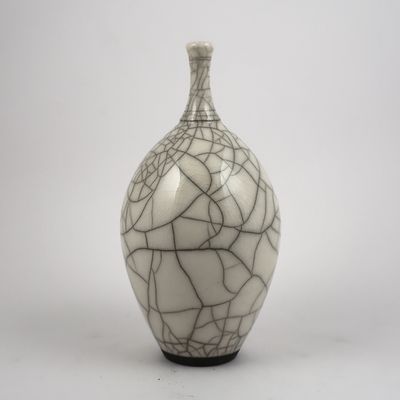 White Raku Bottle - Tall