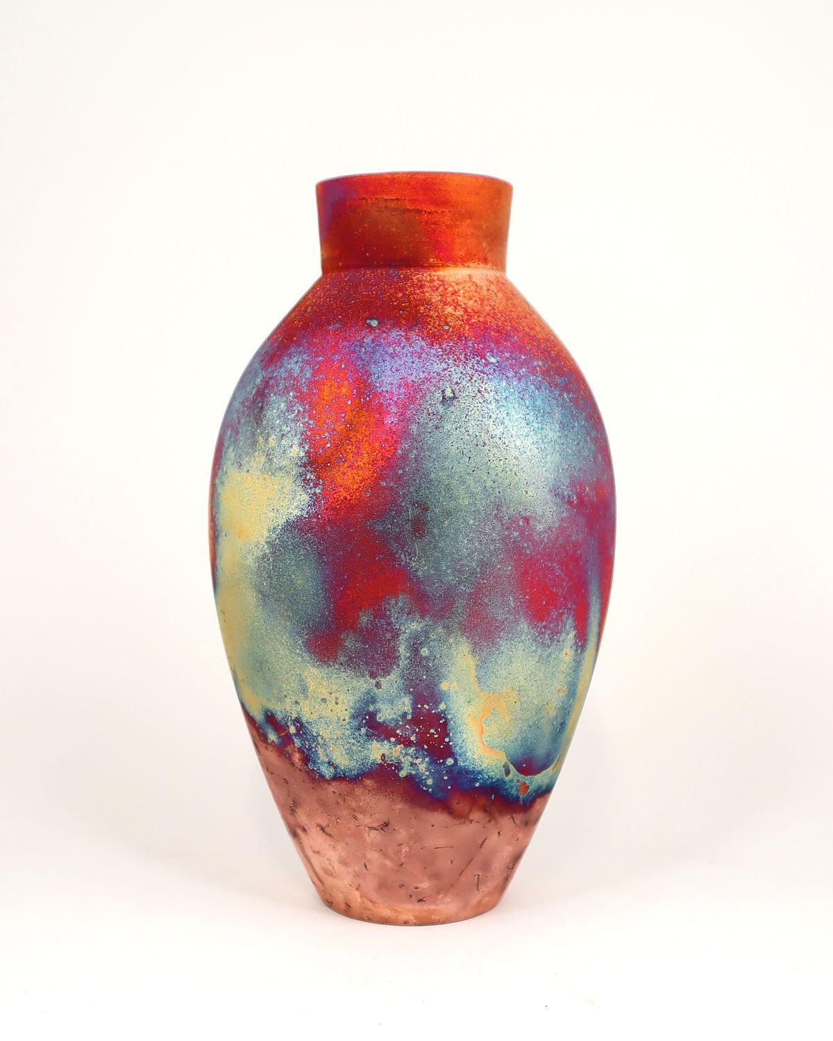 Raku Fired Copper Matt  Vase