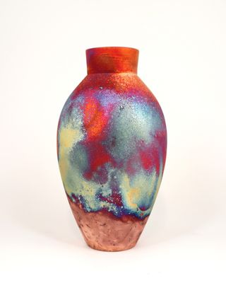 Raku Fired Copper Matt  Vase