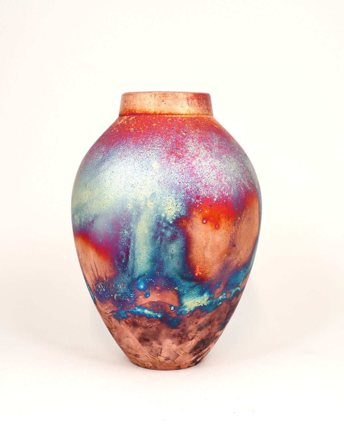 Raku Fired Copper Matt  Vase