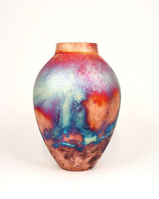 Raku Fired Copper Matt  Vase