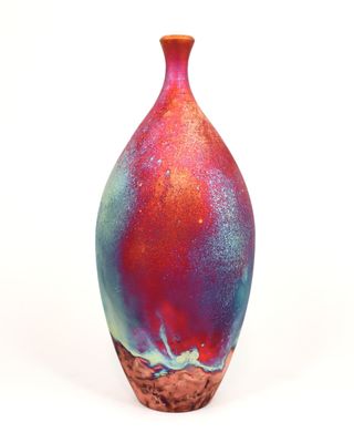 Raku Fired Copper Matt Tall Bottle