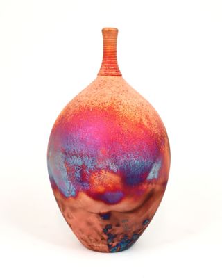 Raku Fired Copper Matt Bottle