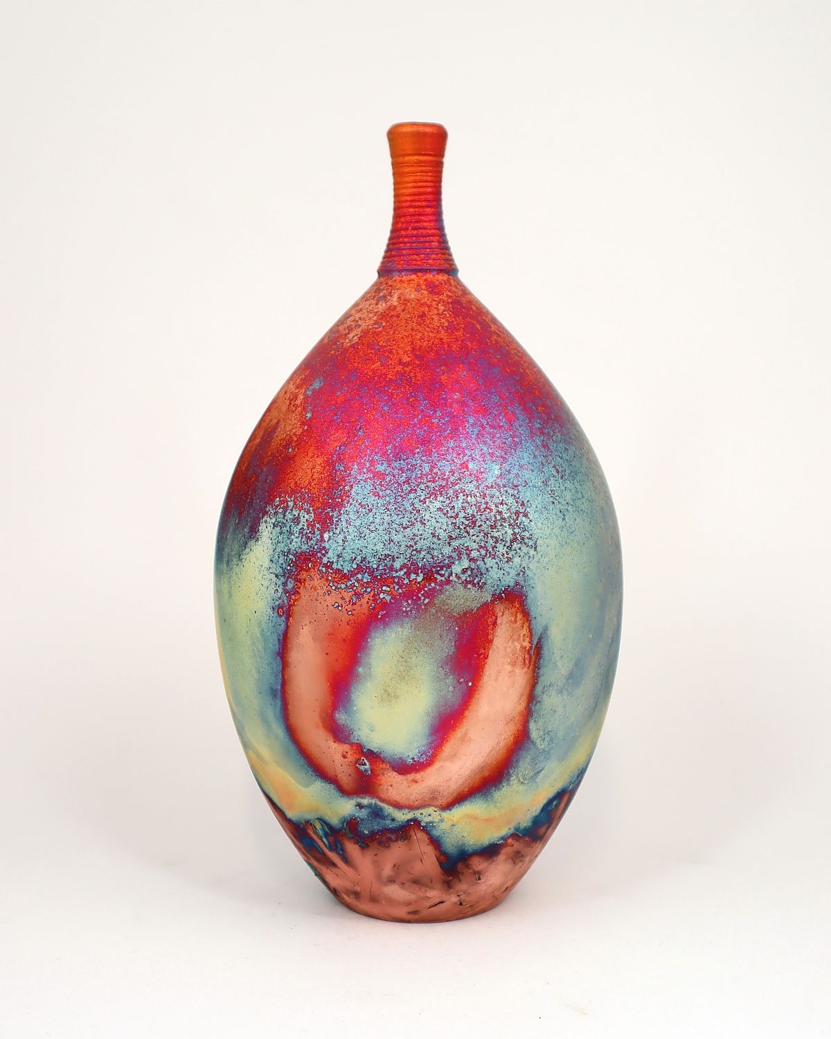 Raku Fired Copper Matt Bottle
