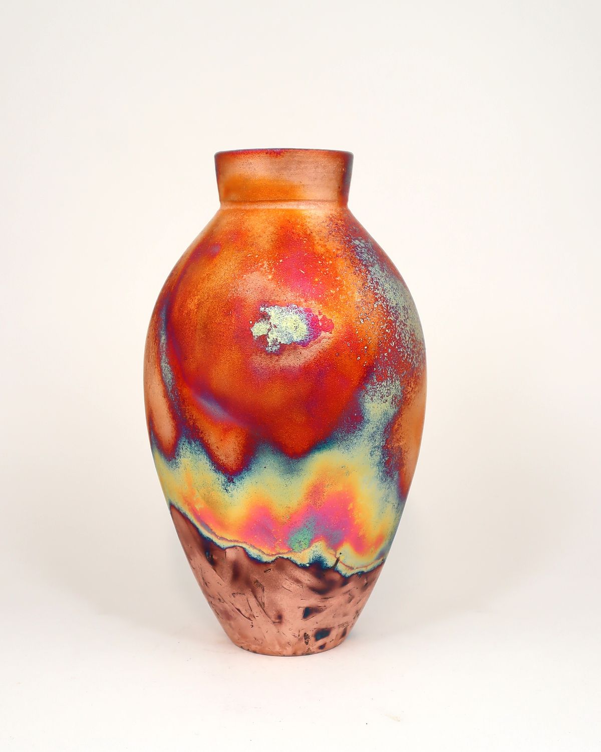 Raku Fired Copper Matt  Vase