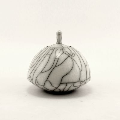 Small Raku White Domed Pot Urn
