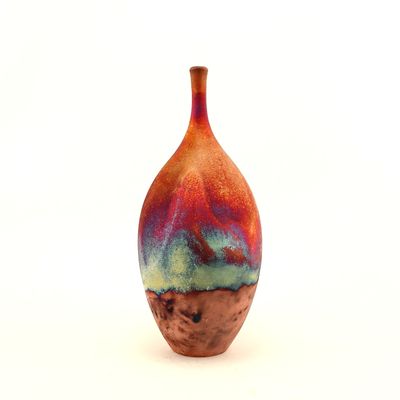 Raku Fired Copper Matt Bottle