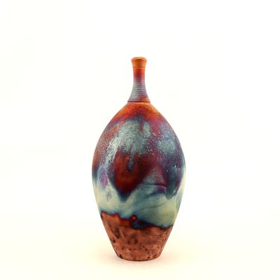 Raku Fired Copper Matt Bottle