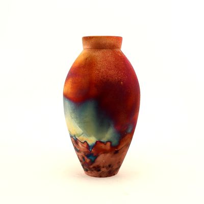 Raku Fired Copper Matt  Vase