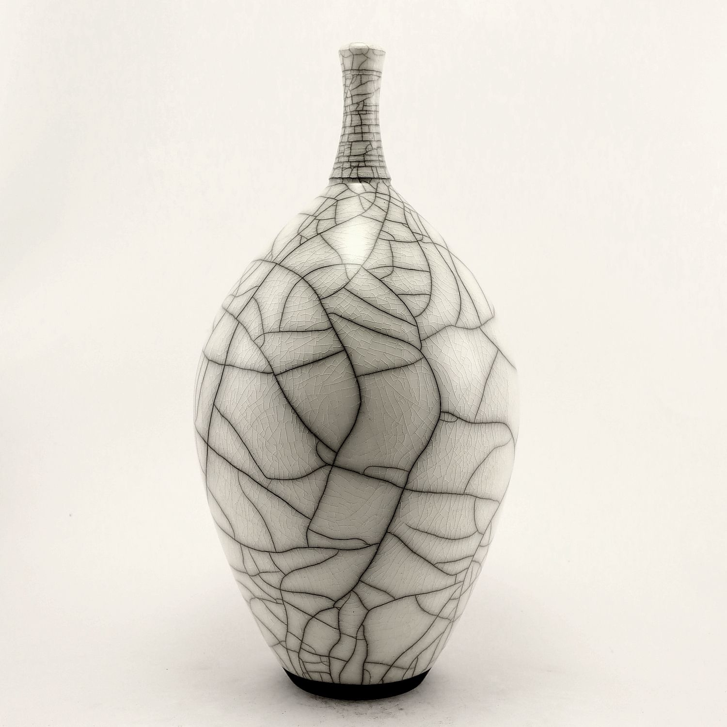 Raku fired White Bottle - Large