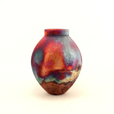 Raku Fired Copper Matt  Vase