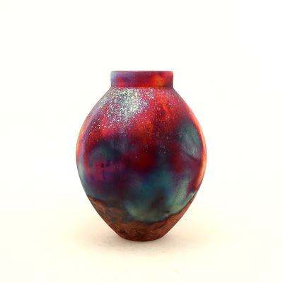 Raku Fired Copper Matt  Vase