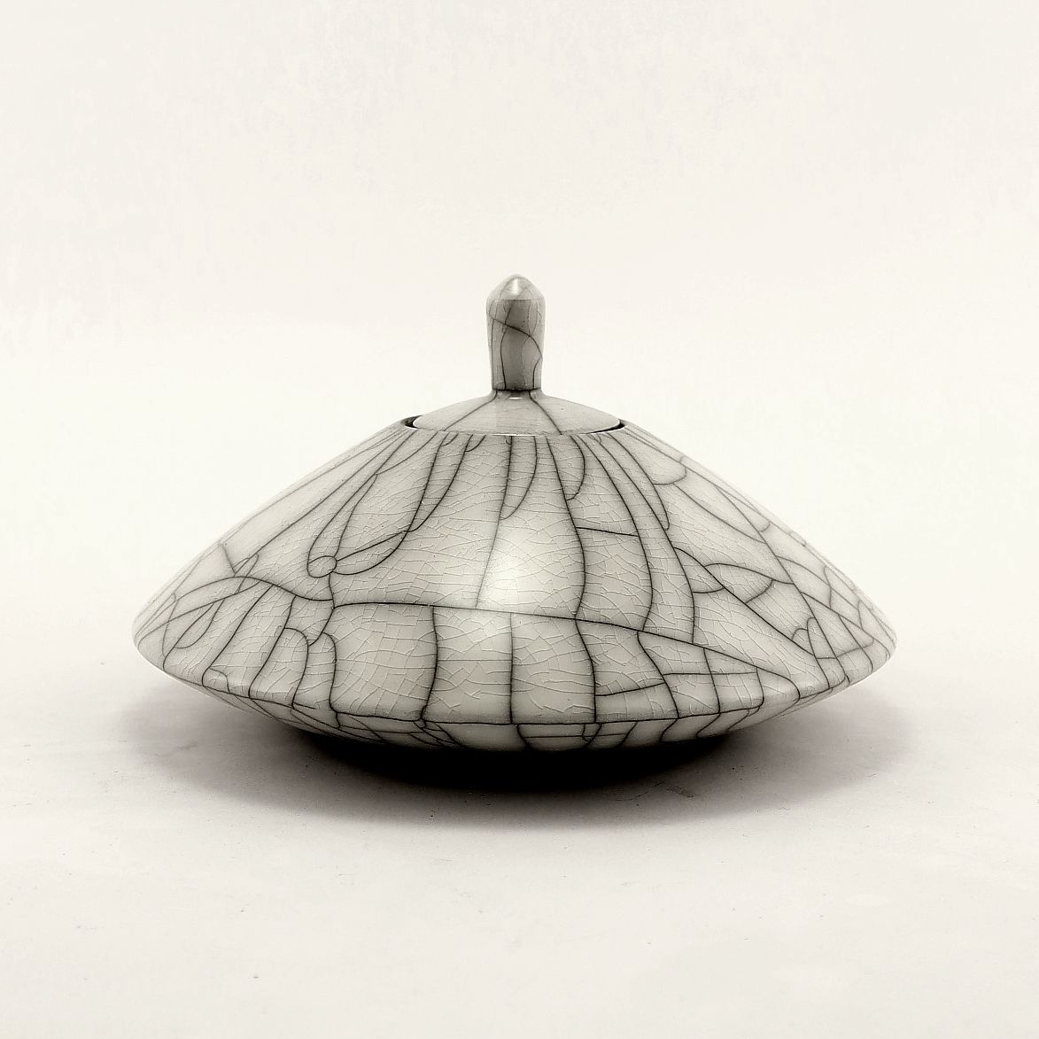 Small Raku White Lidded Pot Urn