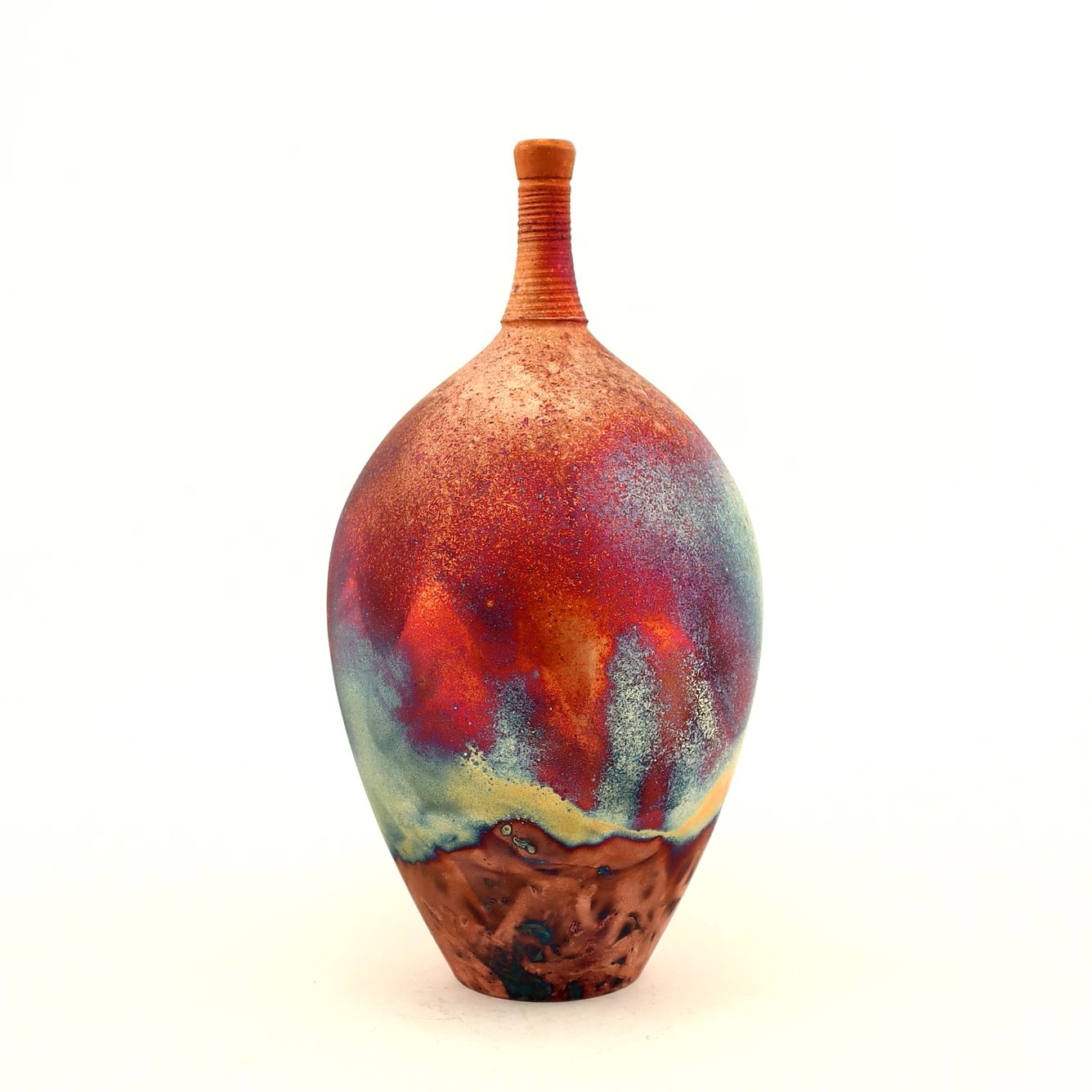 Raku Fired Copper Matt Bottle