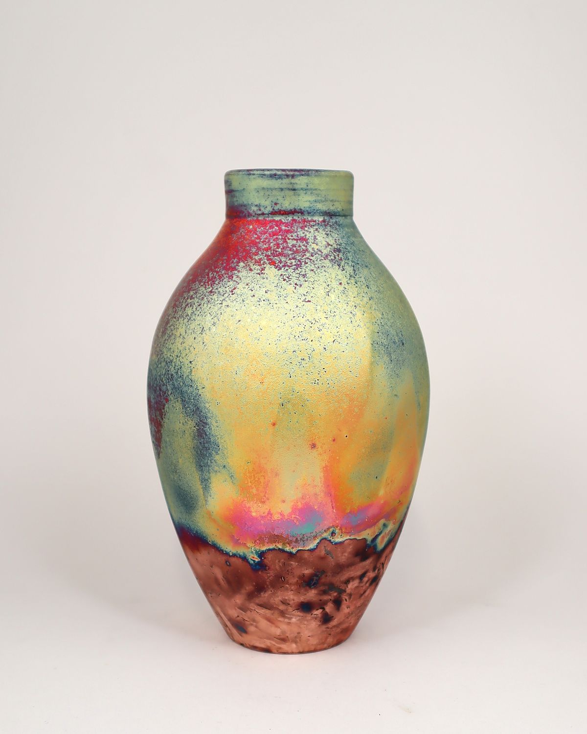 Raku Fired Copper Matt  Vase