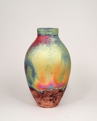 Raku Fired Copper Matt  Vase