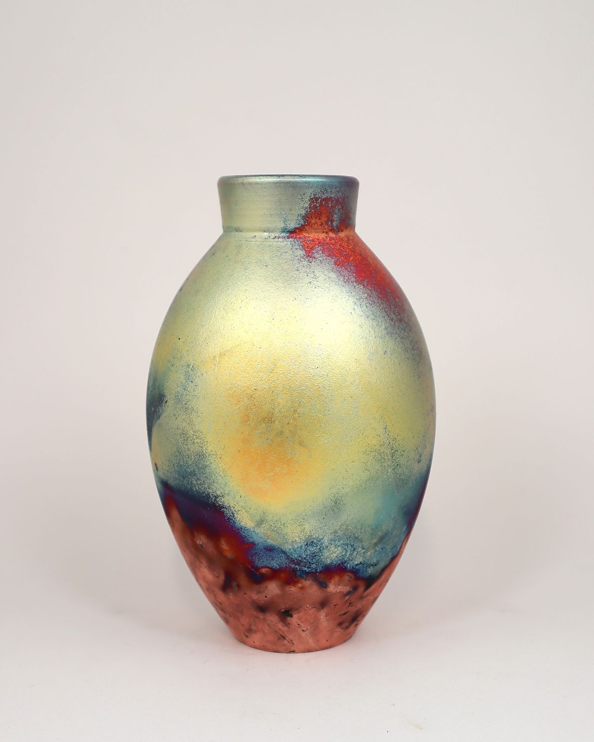 Raku Fired Copper Matt  Vase