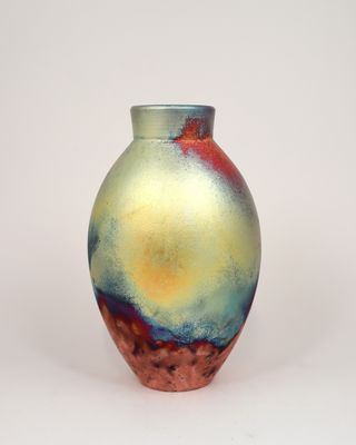 Raku Fired Copper Matt  Vase