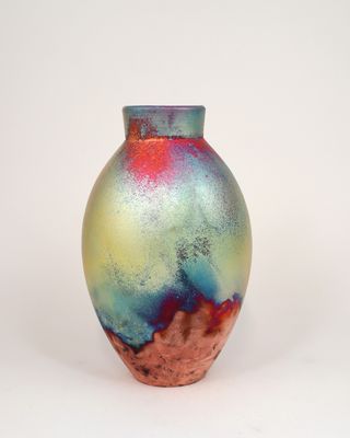 Raku Fired Copper Matt  Vase