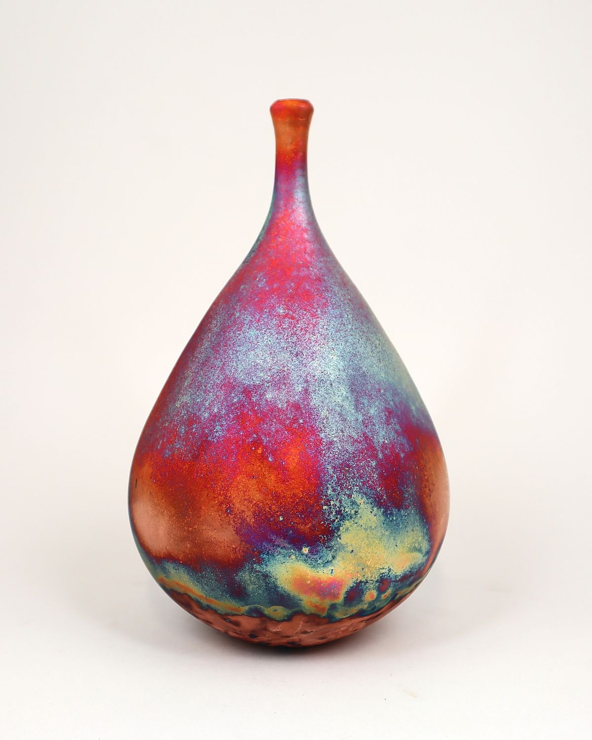 Raku Fired Copper Matt Teardrop Bottle
