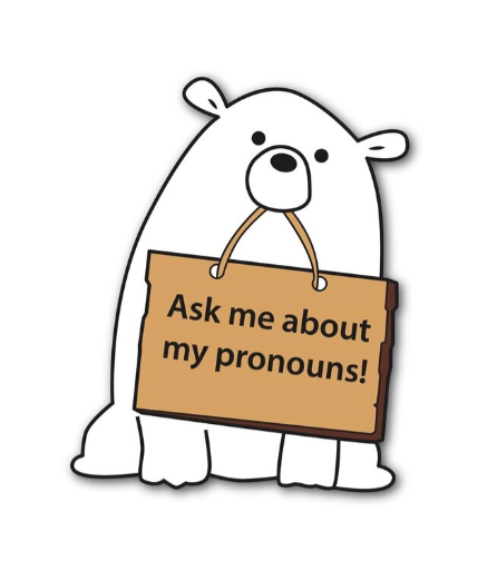 Polar Bear Pronoun Pin