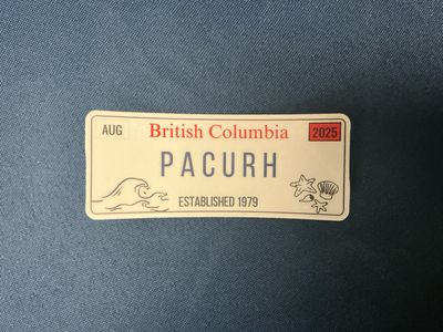 PACURH License Plate Sticker (British Columbia)