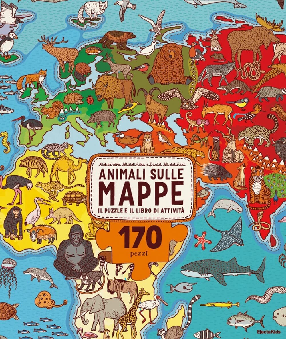 Animali sulle mappe. Il puzzle e il libro di attività
