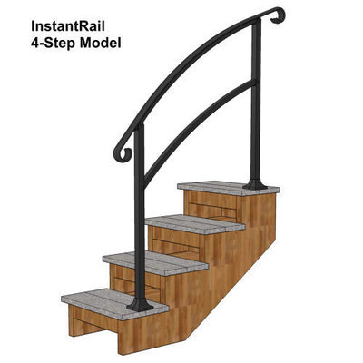InstantRail 4-Step Adjustable Handrail - Black