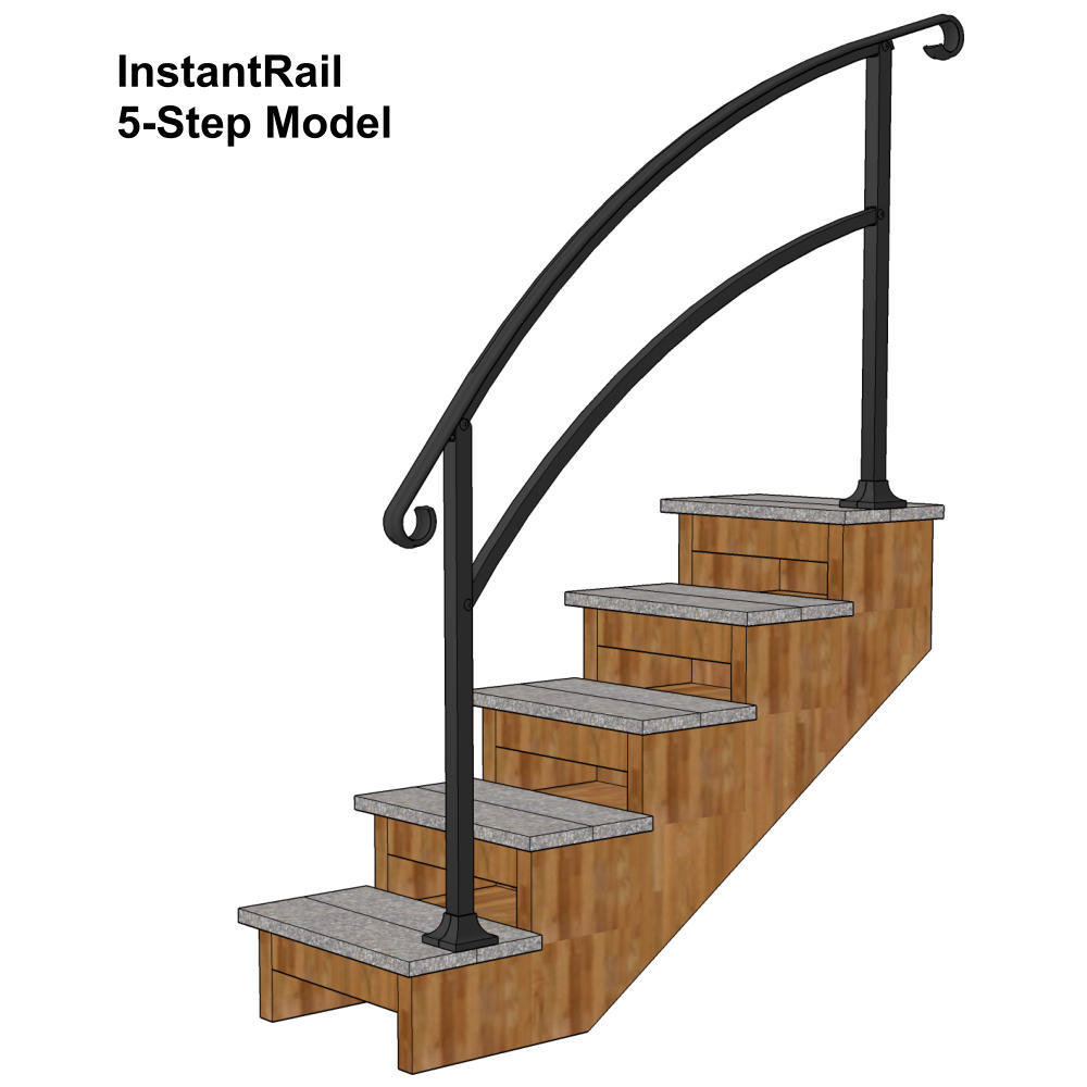 InstantRail 5-Step Adjustable Handrail - Black