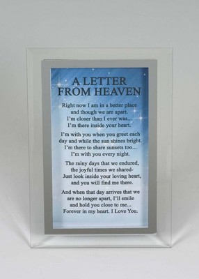 A Letter From Heaven mirror glass memorial plaque A Letter From Heaven mirror glass memorial plaque