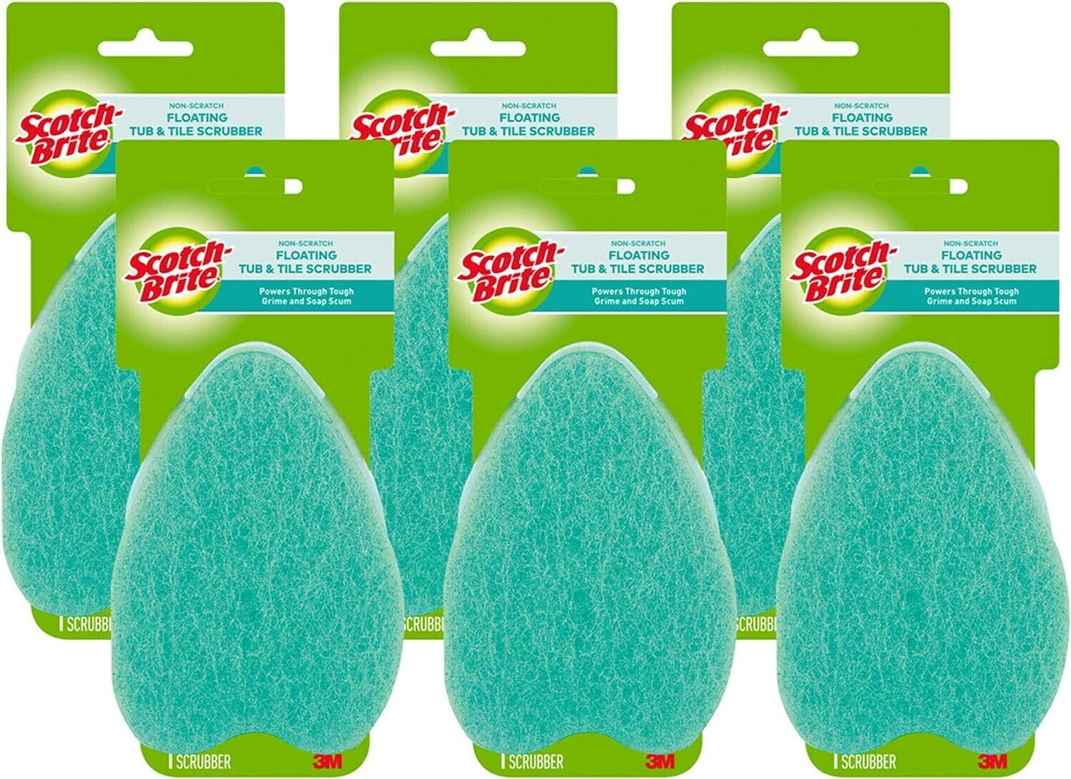 ScotchBrite Floating Tub & Tile Shower Scrubber, 6 Scrubbers Blue
