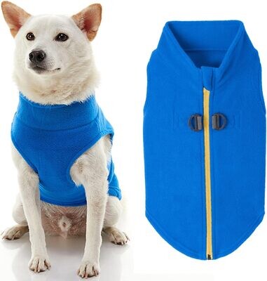 Gooby Zip Up Fleece Dog Sweater - Blue, Medium - Warm Pullover Fleece Step-in Medium