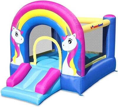 Bounceland Rainbow Unicorn Bounce House with Slide, 9.8 ft L x 6.8 ft W x 6.5 ft H inflated