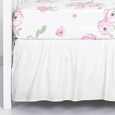 TILLYOU Crib Bed Skirt Dust Ruffle Off White, 100% Natural Cotton,