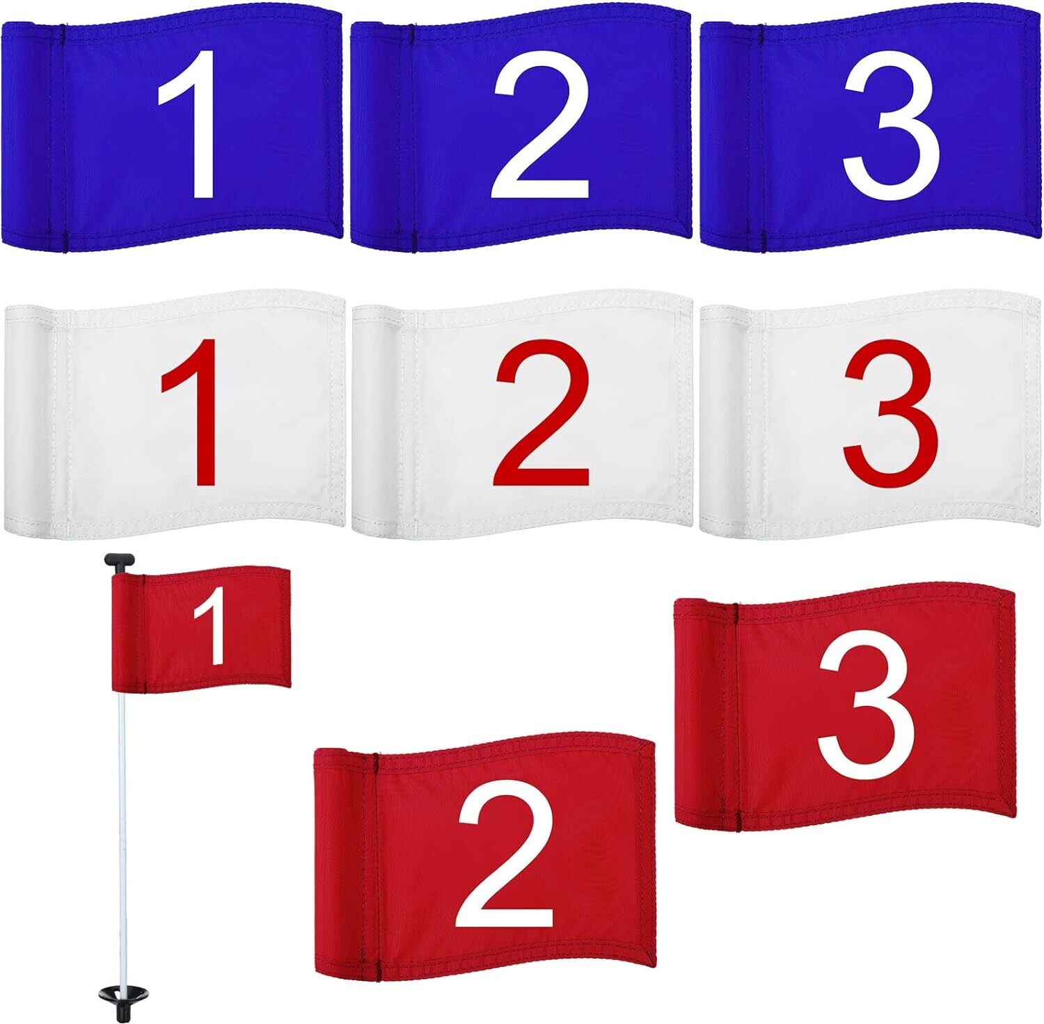 9 Pcs Golf Hole Flag Putting Green Flag Nylon Numbered Mini Golf Flag