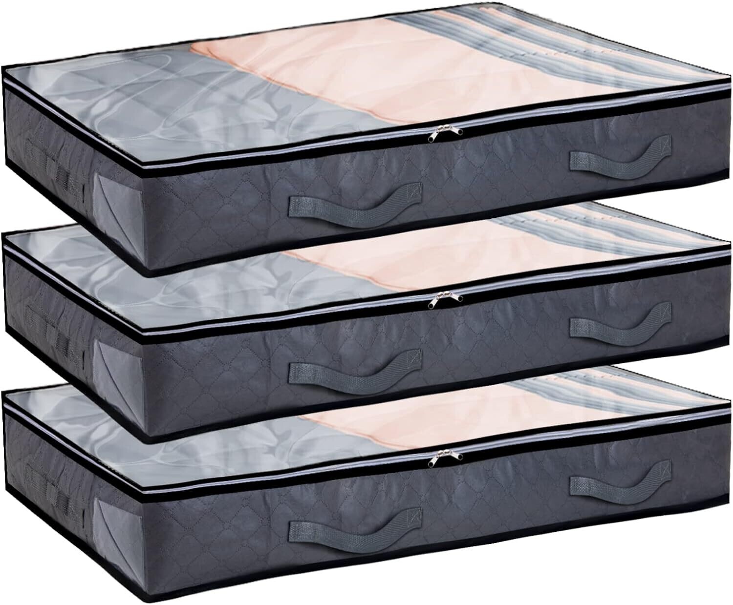 OKOMARSS Underbed Storage, 3 Packs Under Bed Storage bins Blue Ridge