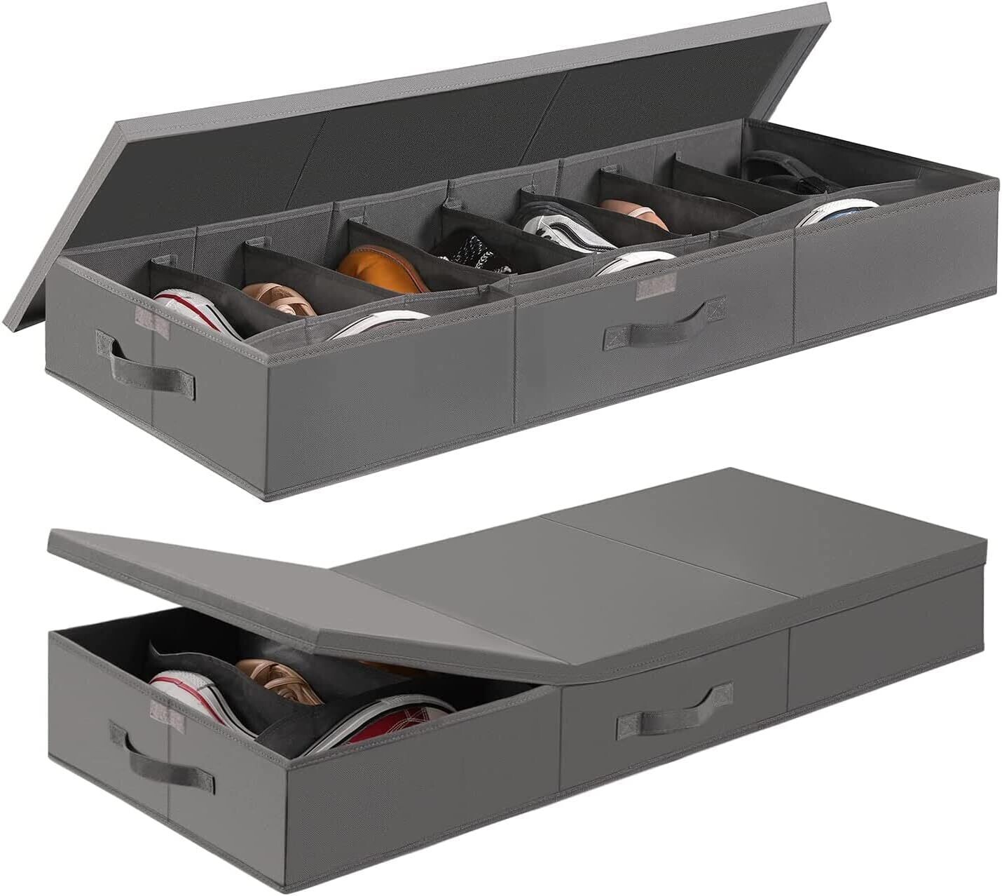 Under Bed Shoe Storage Organizer with Lid, Foldable Shoes Storage Bin