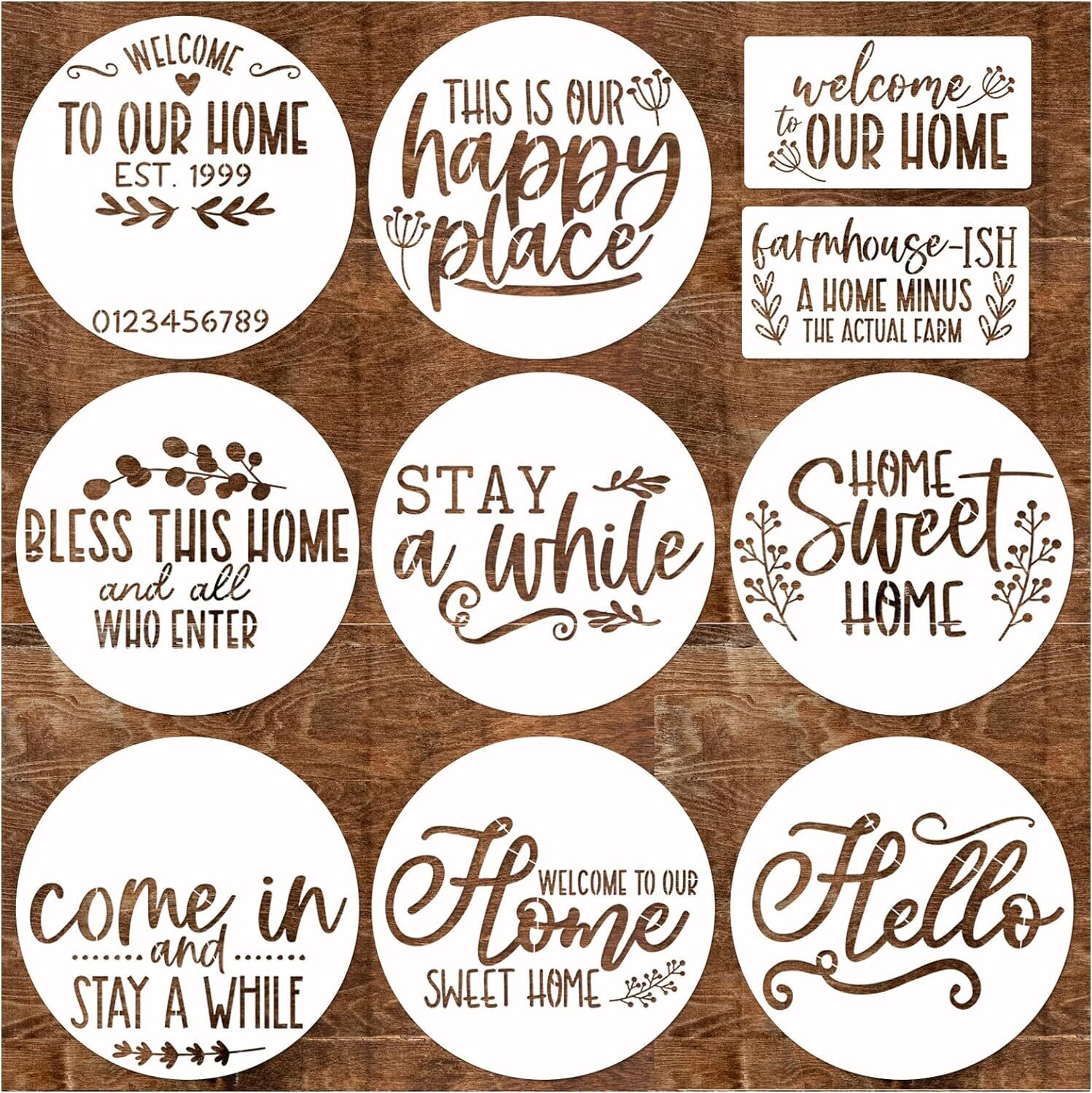 Reusable Stencils for Painting on Wood 12 inch Round Letters