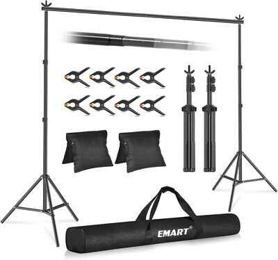 Emart Backdrop Stand 10x7ft(WxH) Photo Studio Adjustable Background Stand Support Kit