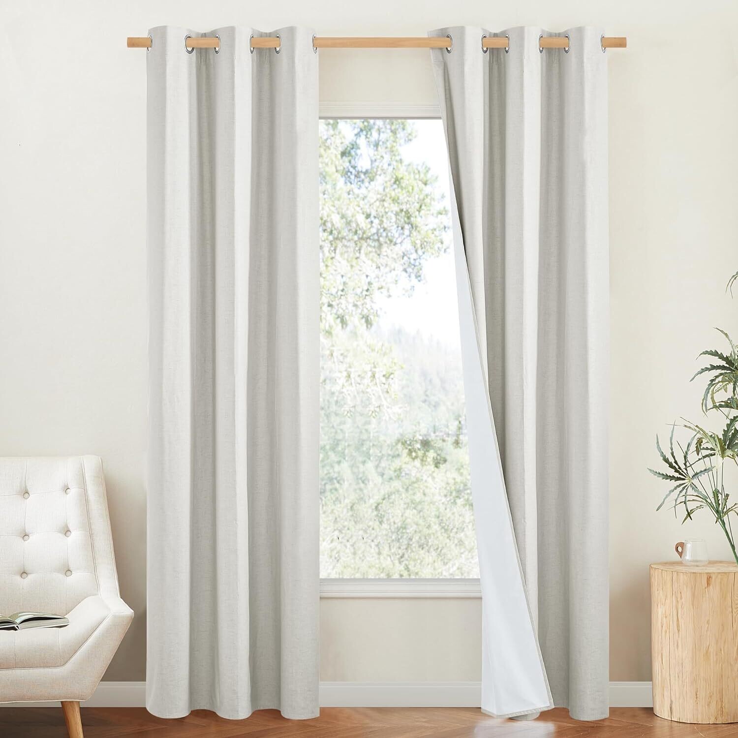 NICETOWN 100 Blackout Linen Texture Cold Blocking Curtains 84 inches