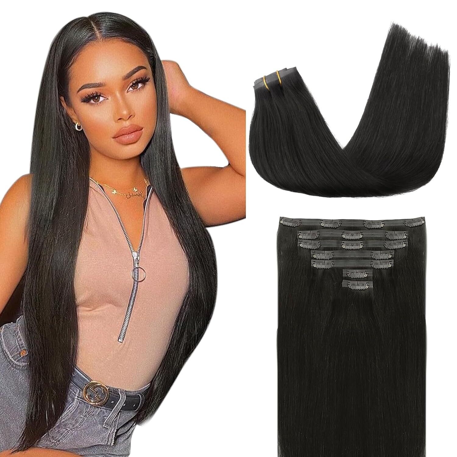 Seamless Clip in Hair Extensions Human Hair Extensions, Lashey Straight