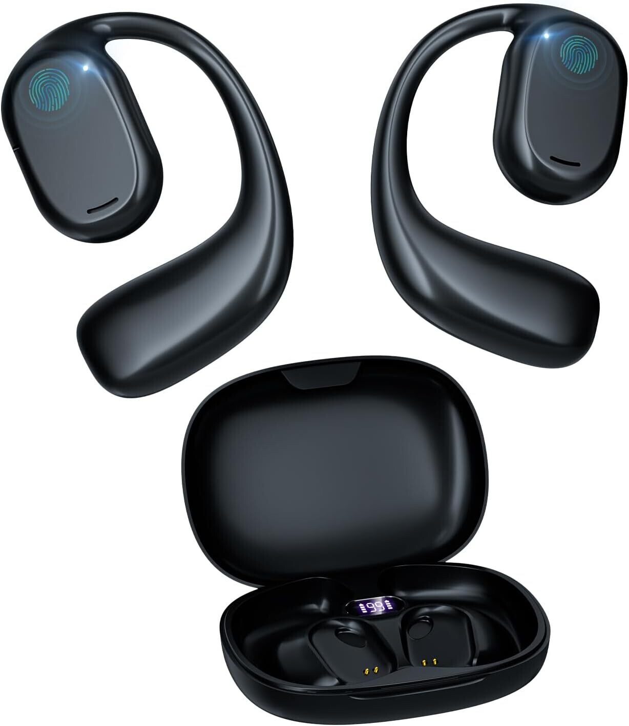 ZRUHIG Wireless Open Ear Earbuds with Digital Display Charging Case