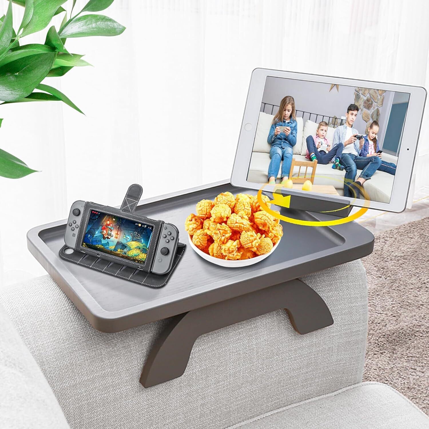 BAMBOOTRAY Couch Arm Table,Sofa Clip on Tray Table for Armrest Tray