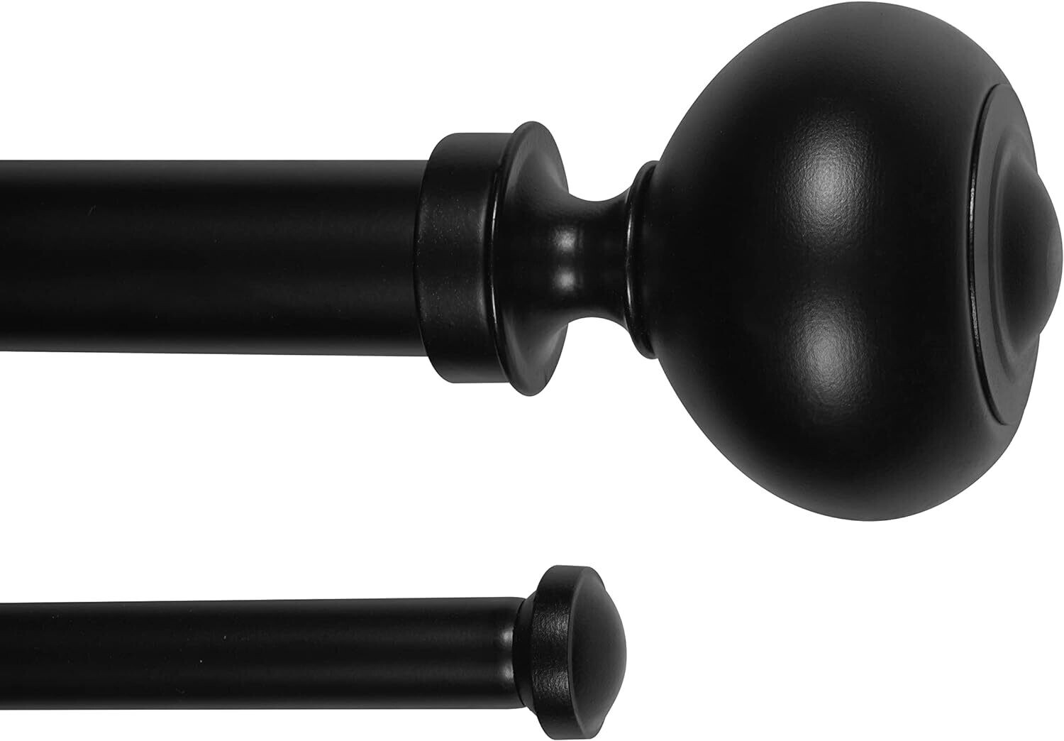 1 inch Double Curtain Rod with Urm Finials 28”to 48”, Black Blue