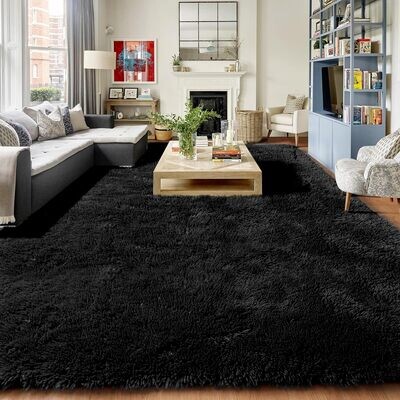 PAGISOFE Soft Grey Living Room Rug 6x9 Large, Fuzzy Furry Big Rug for Bedroom
