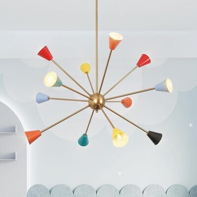 Christmas Colorful 12-Light Large Chandelier, Modern Sputnik Ceiling Light